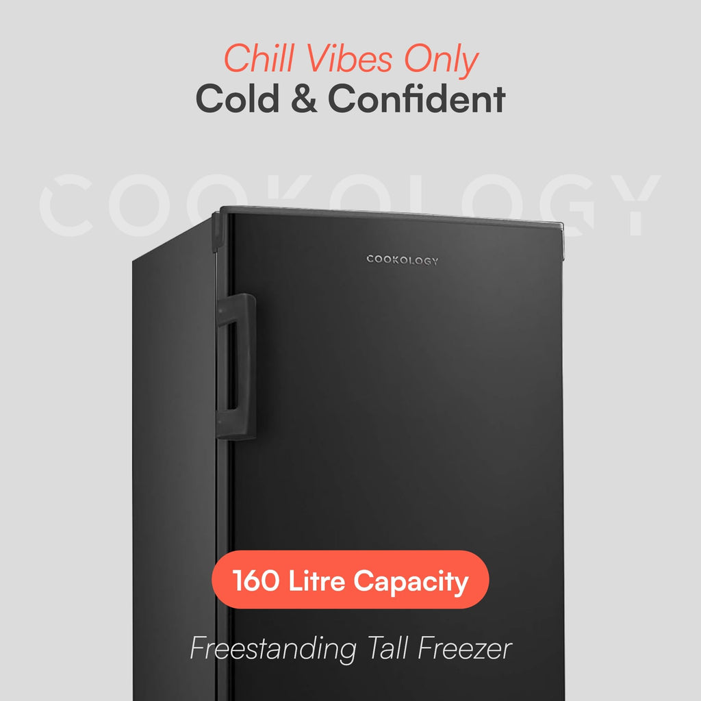 Cookology CTFZ160BK Tall Freestanding Freezer - Upright Freezer with 160 Litre Capacity