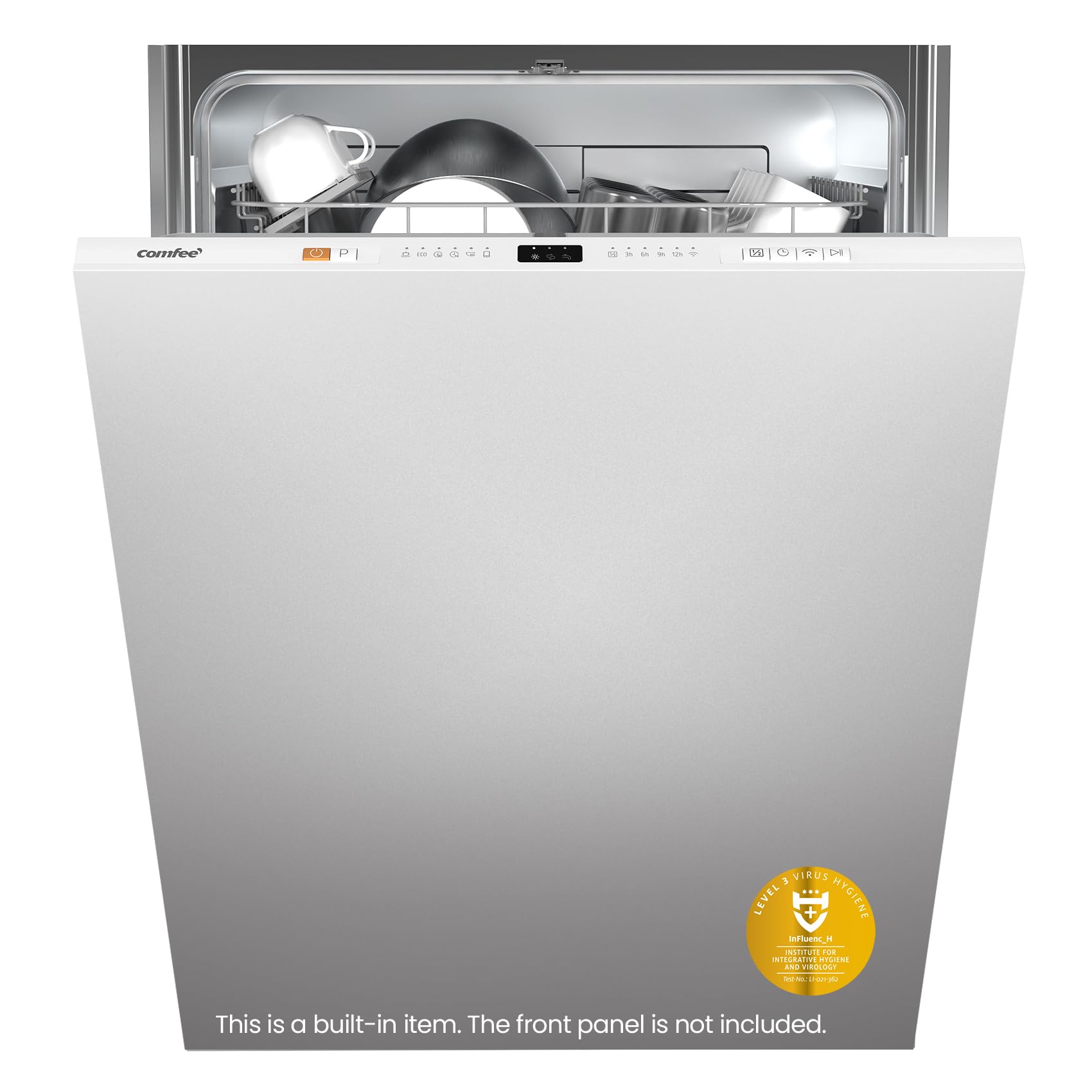 COMFEE' KWH-BD1215P-W Fully Integrated Dishwasher with 12 Place Settings, Cloud Wash - White