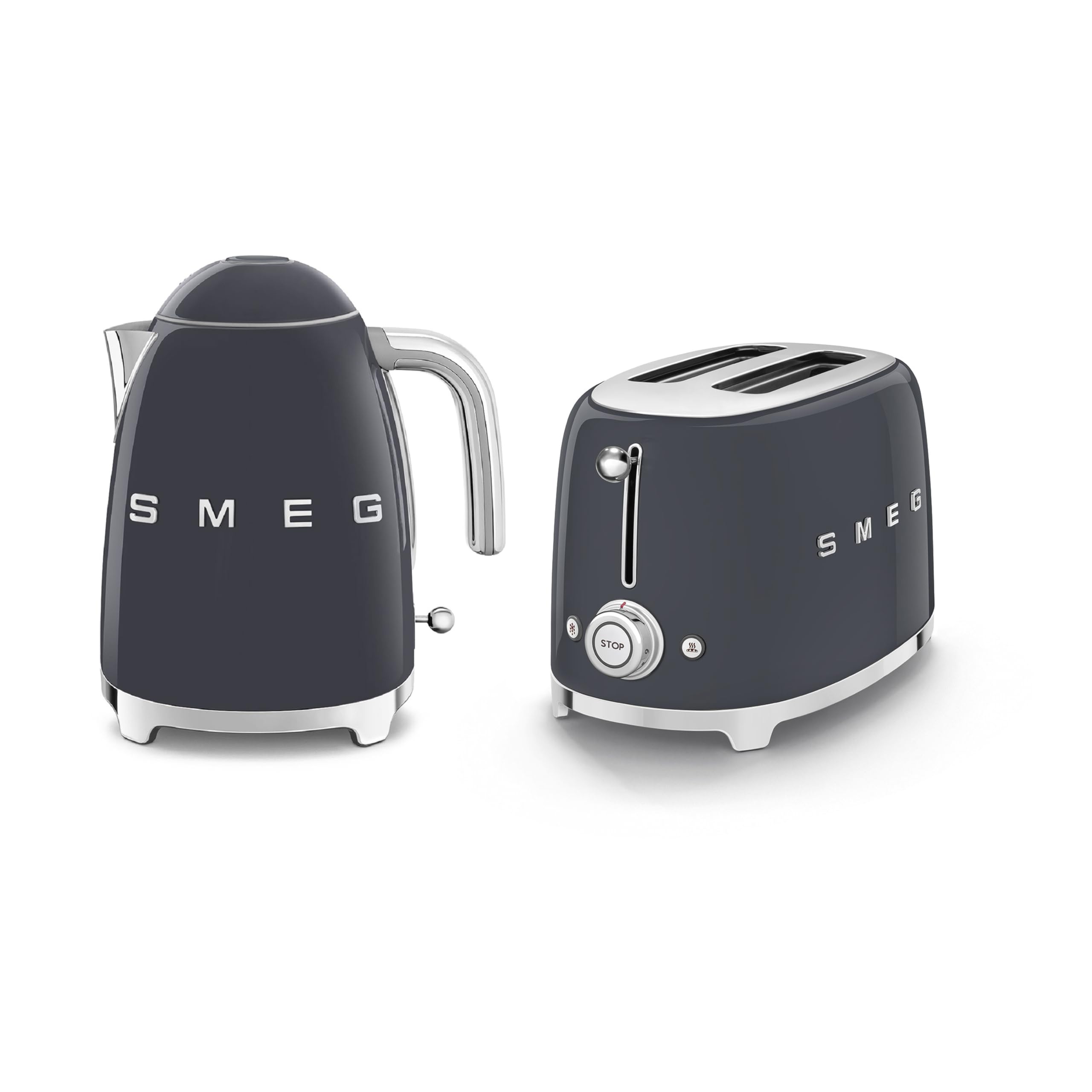 Smeg 50’s Style Retro Range Breakfast Set, 1.7L 3000W Kettle and Multi-Functional Control 2-Slice 950W Toaster