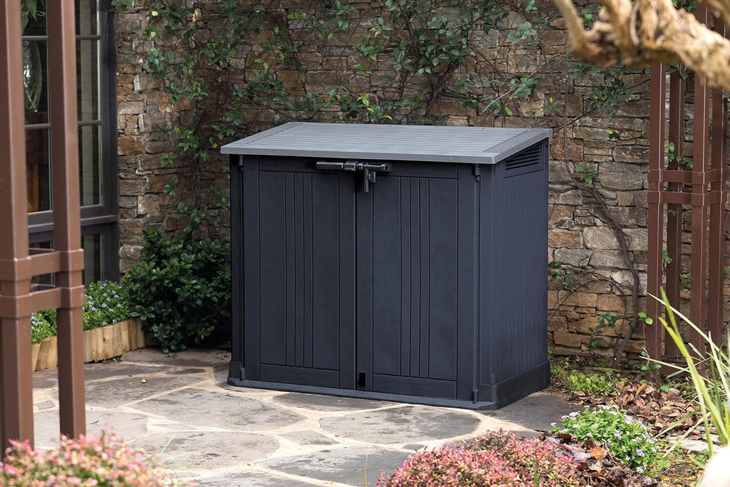 Keter Store it Out Nova Outdoor Garden Storage Shed, 32 x 71.5 x 113.5 cm, Dark Grey with Light Grey Lid