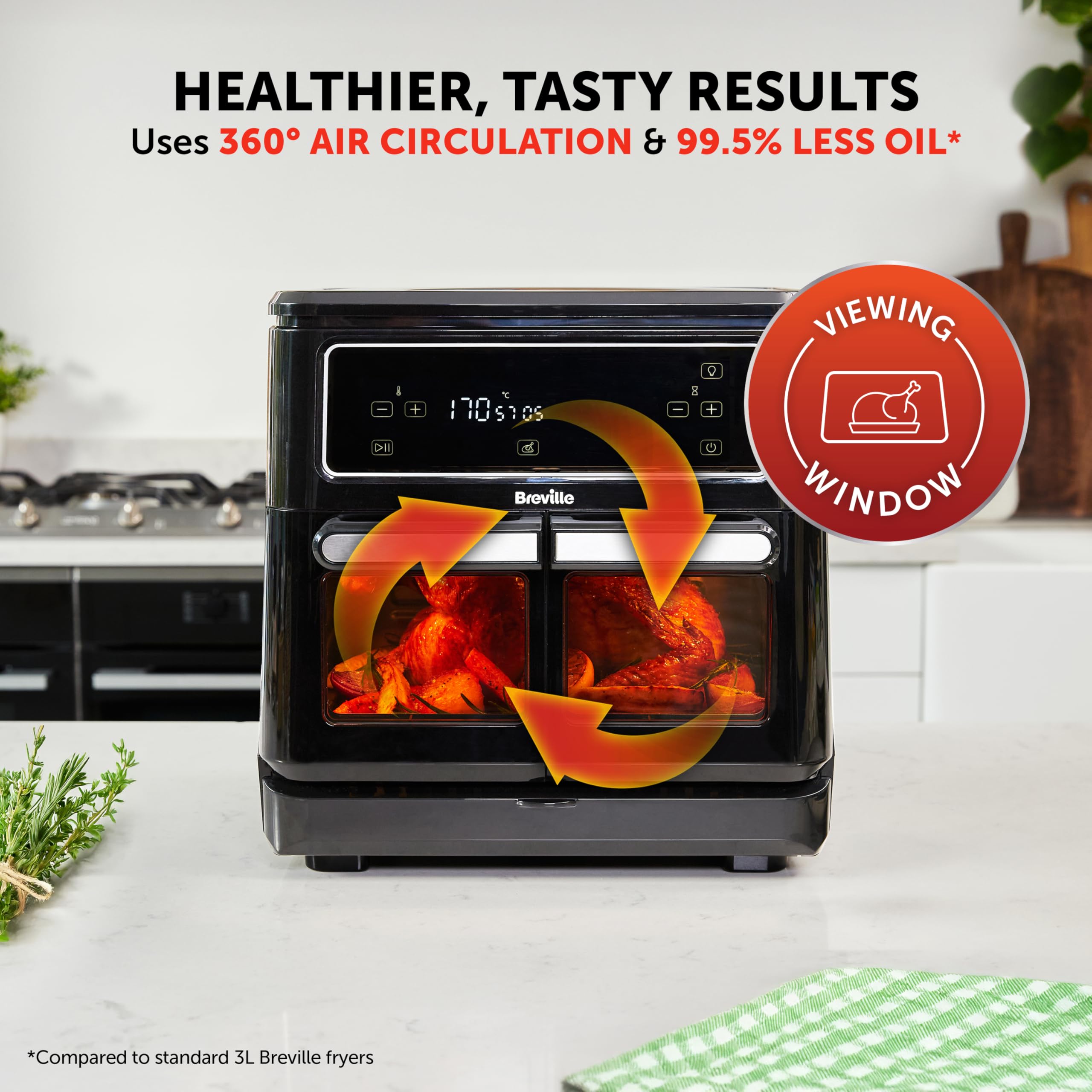 Breville Halo Flexi Air Fryer | Digital Dual Air Fryer Oven | 11L: Serves 10+ People | FryBakeGrillRoast & Reheat