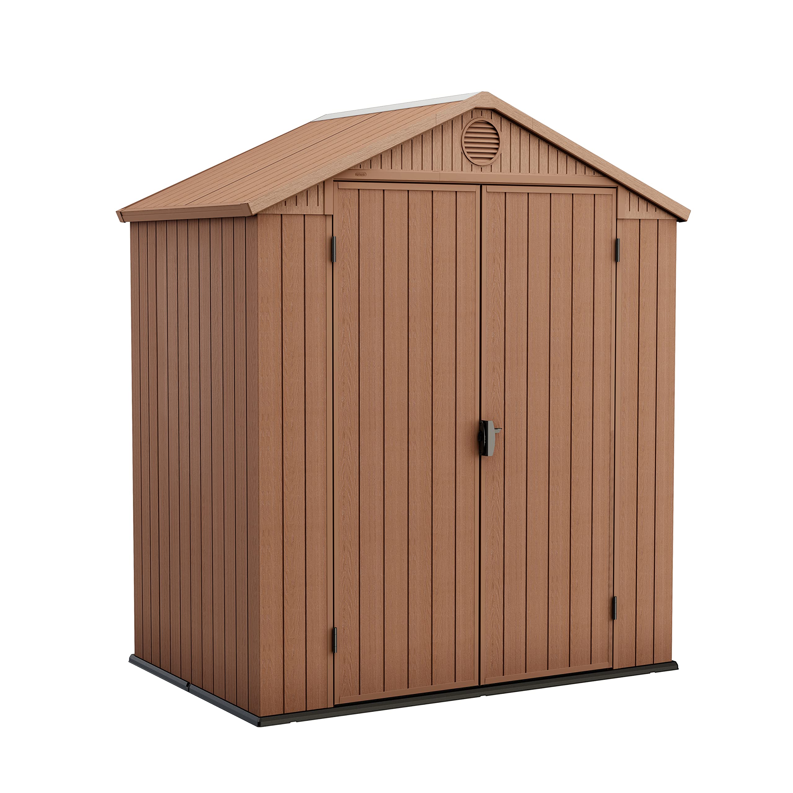 Keter Darwin Outdoor Apex Double Door Garden Storage Shed 6 X 4ft Brown Wood Look And Feel | Fade Free
